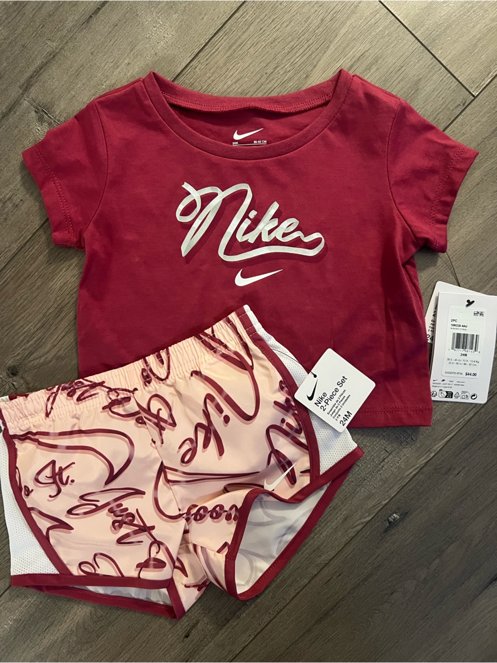 Nike pink Tee with Pink Logo Script Shorts